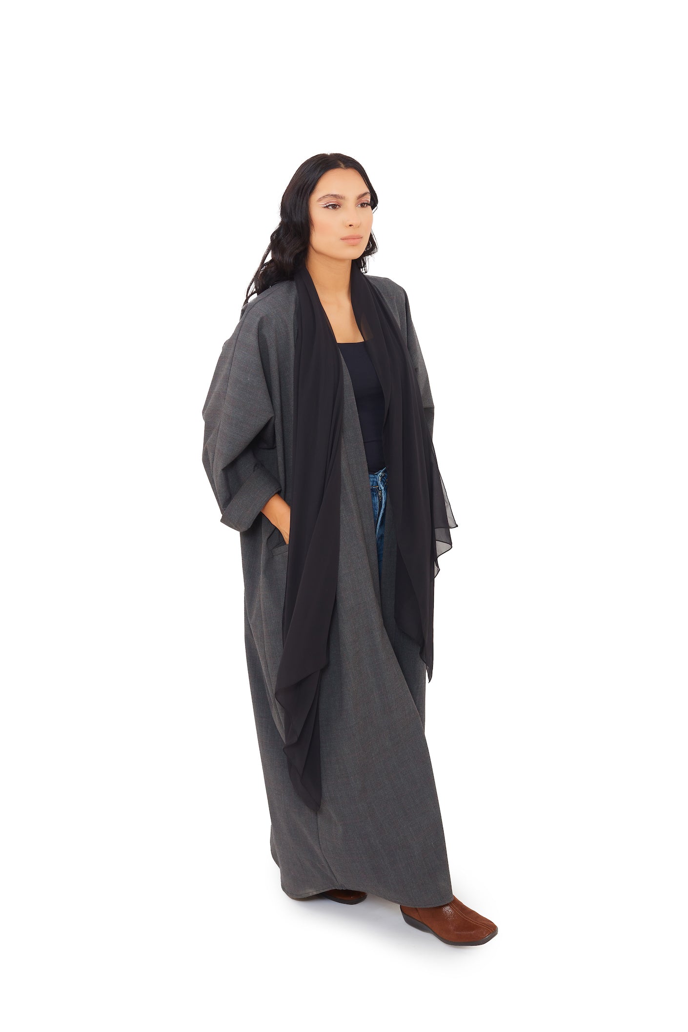 Quilted Winter Grey Abaya
