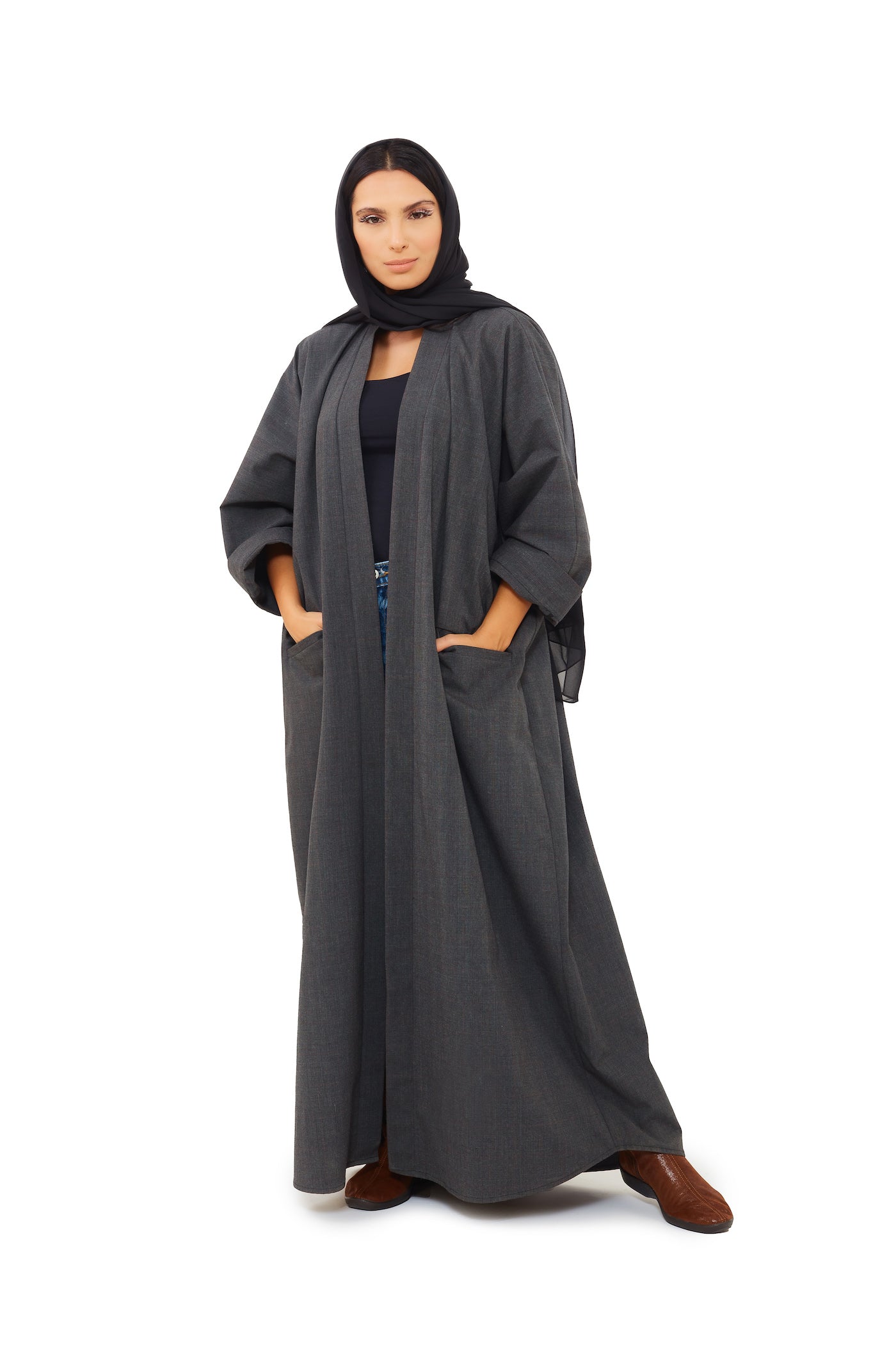 Quilted Winter Grey Abaya