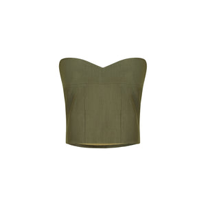 Olive Draped Corset with Zipper