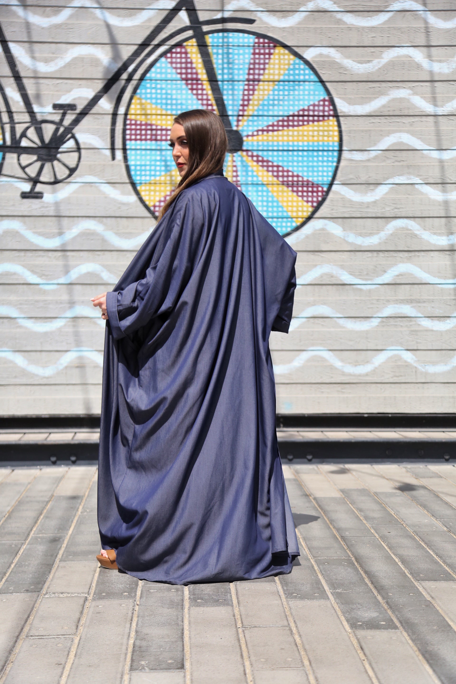 Blue open front (Soft Denim) abaya